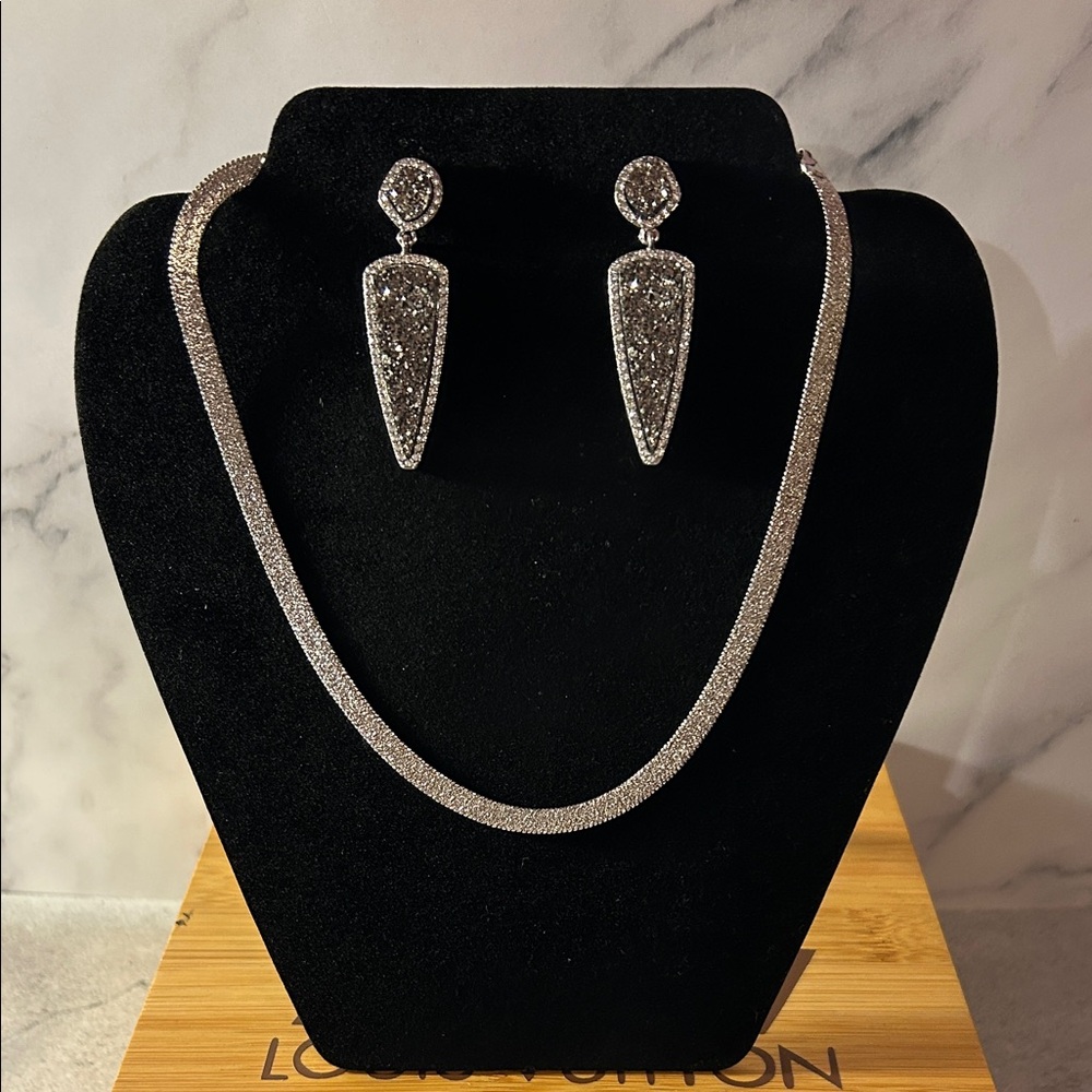 Paparazzi Silver and Black Earring Set